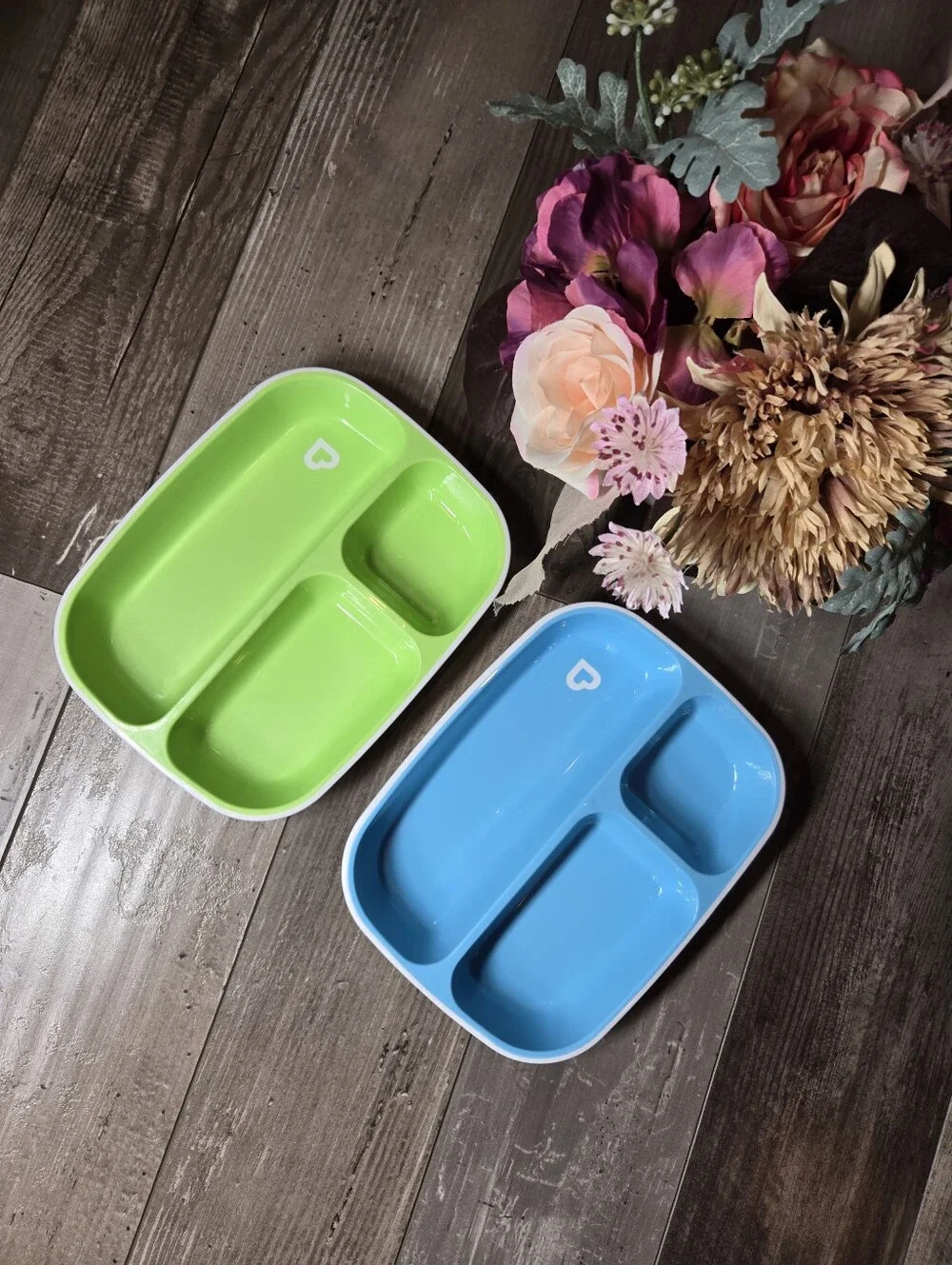 Munchkin Splash Toddler Divided Plates, Blue/Green, 2 Pack